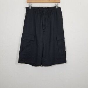 Used Once Y-3 Wool Blend Cargo Shorts Black with Elastic Waist Size S